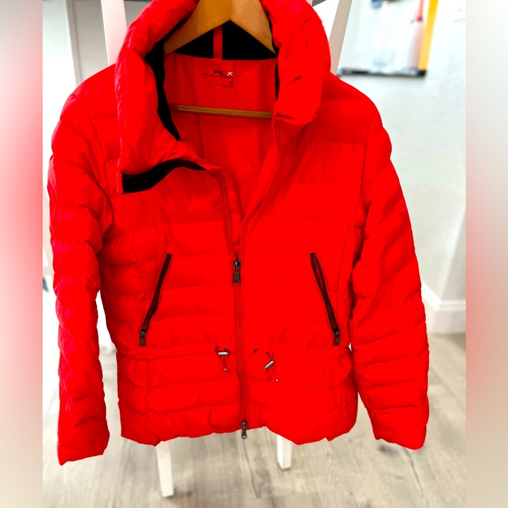 Ralph Lauren red puffer - great for fall or winter, soft, warm and super sleek.
